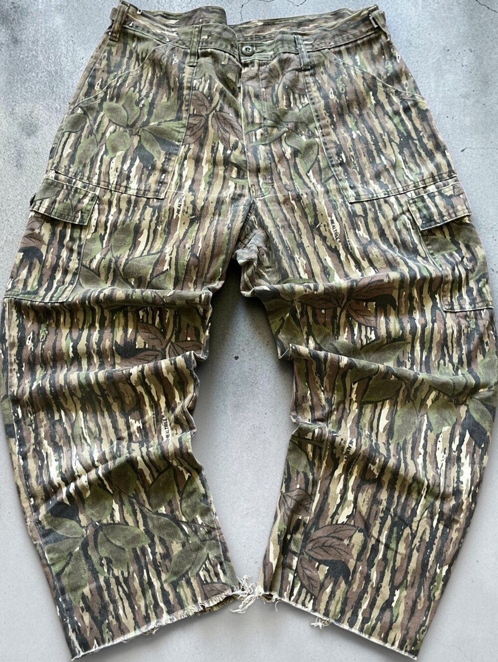 Vintage 80s Realtree Treebark Camo Baggy Cargo Pants Hunting Camoflauge 35 Waist